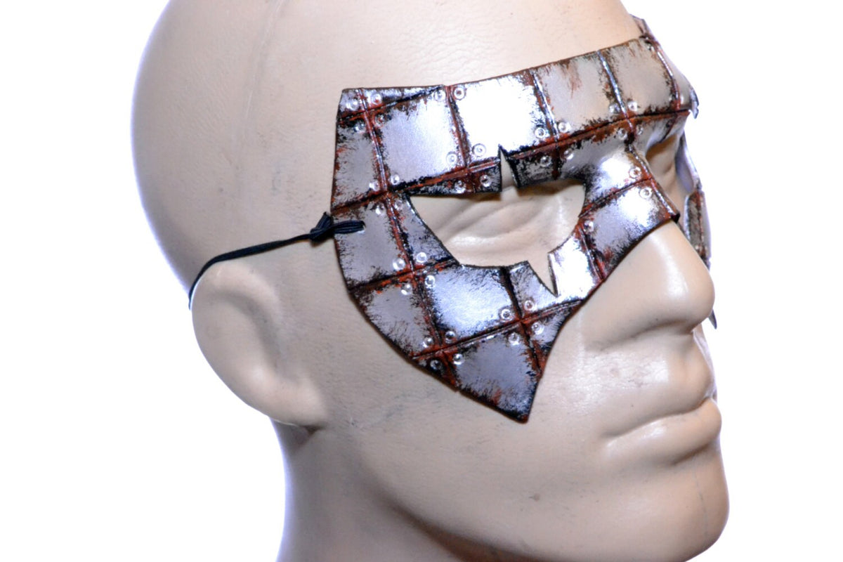 Handmade Genuine Leather Mask in Rusted Steel Pattern