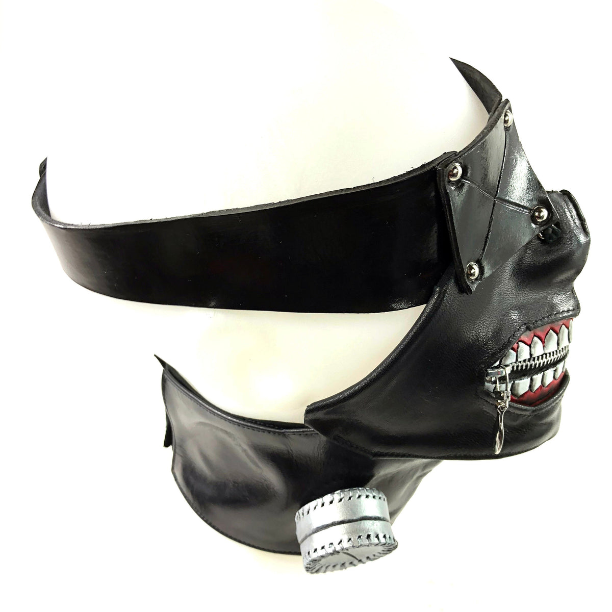 Handcrafted Genuine Leather Zipper Mouth Mask with Elastic Zipper Enclosure