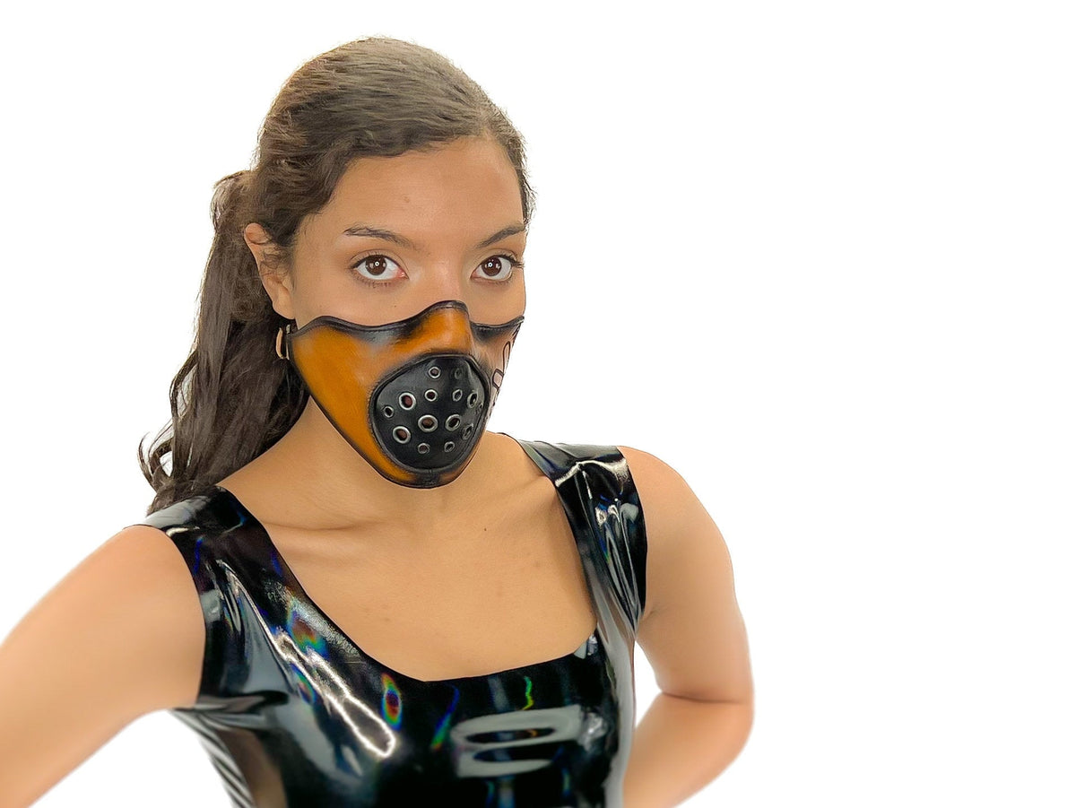 Fully Customizable and Personalizable Two Point Handcrafted Genuine Leather Mouth Riding Mask