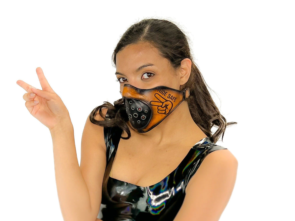 Fully Customizable and Personalizable Two Point Handcrafted Genuine Leather Mouth Riding Mask