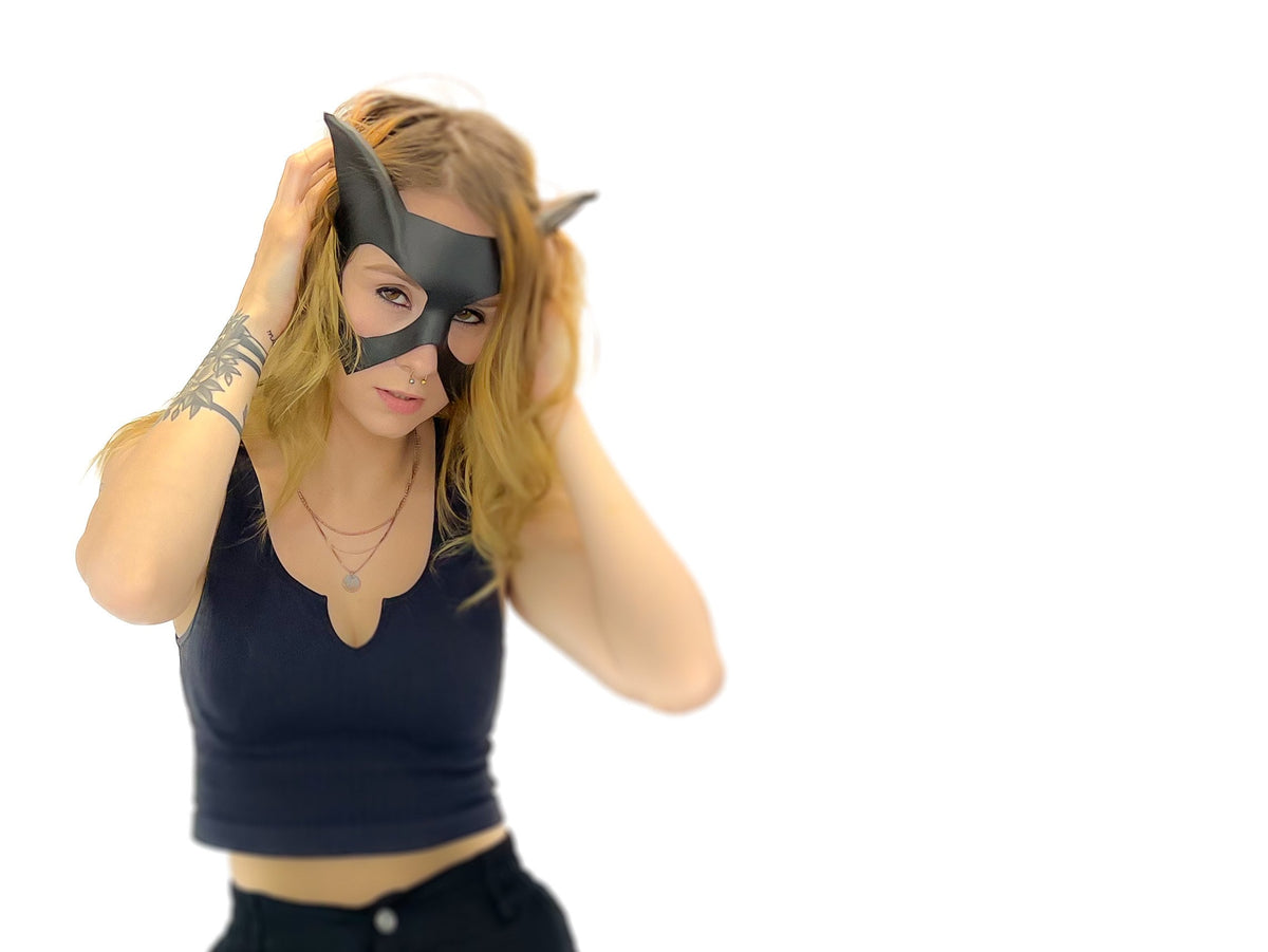 Handmade Genuine Leather Cat Mask