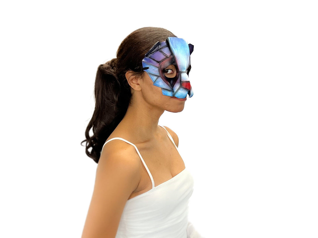 Geometric Watercolor Style Panda Bear Leather Mask