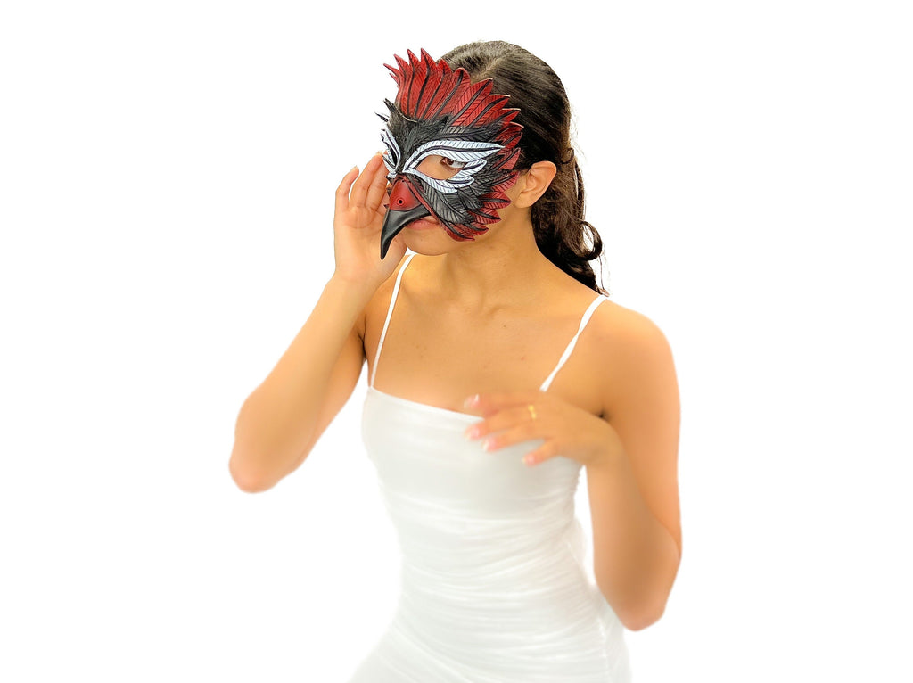 Red Raven  Handmade Genuine Leather Mask