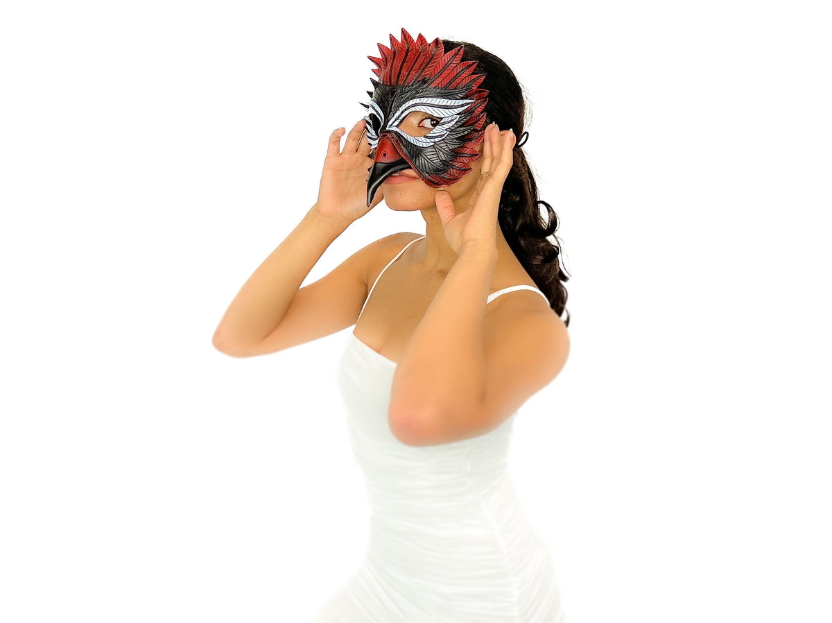 Red Raven  Handmade Genuine Leather Mask