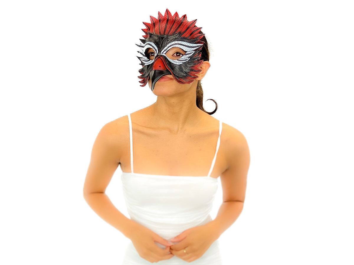 Red Raven  Handmade Genuine Leather Mask