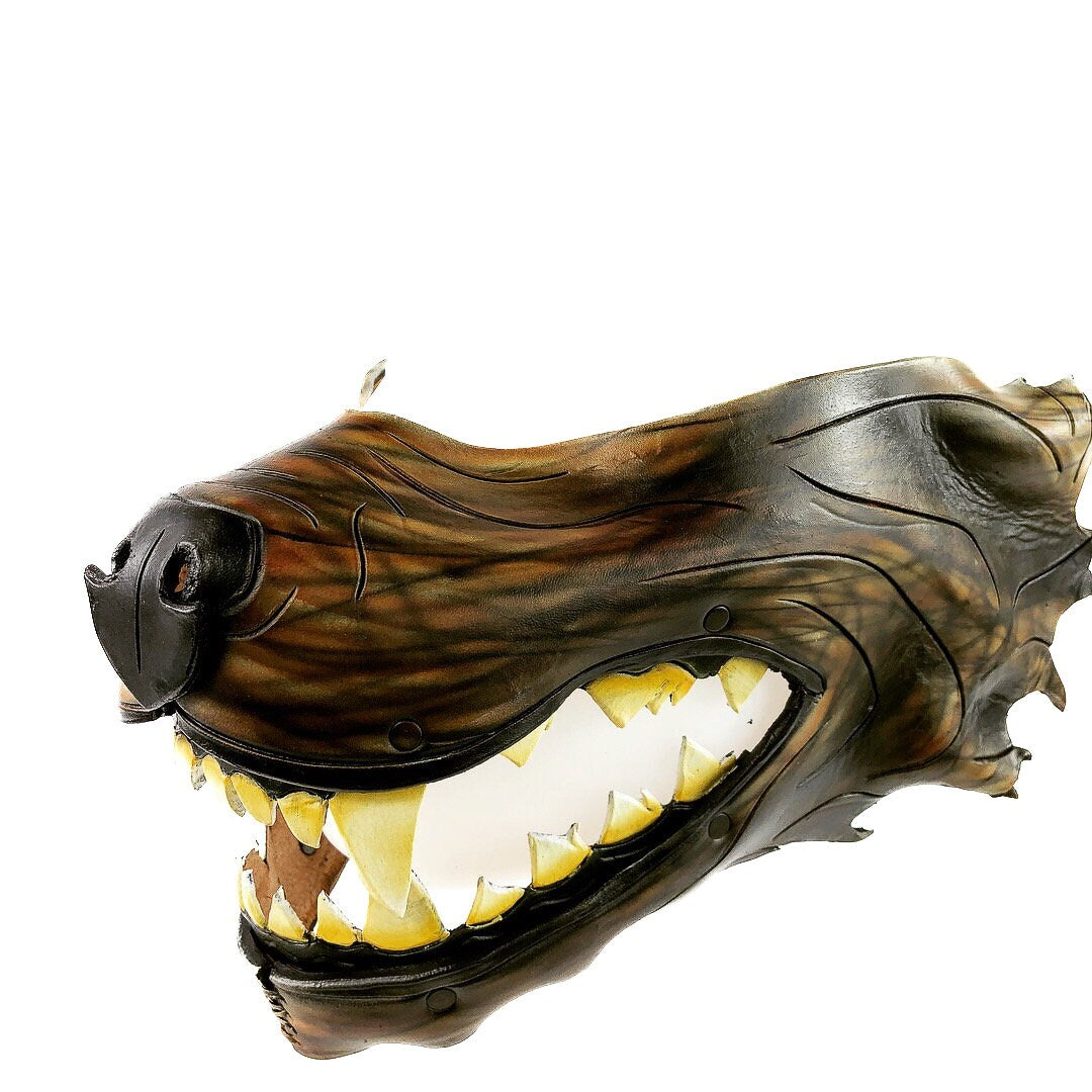 Mad Dog Handcrafted Genuine Leather Wolf Mask