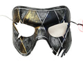 Harlequin Handmade Genuine Leather Mask in Blue White Black and Gold