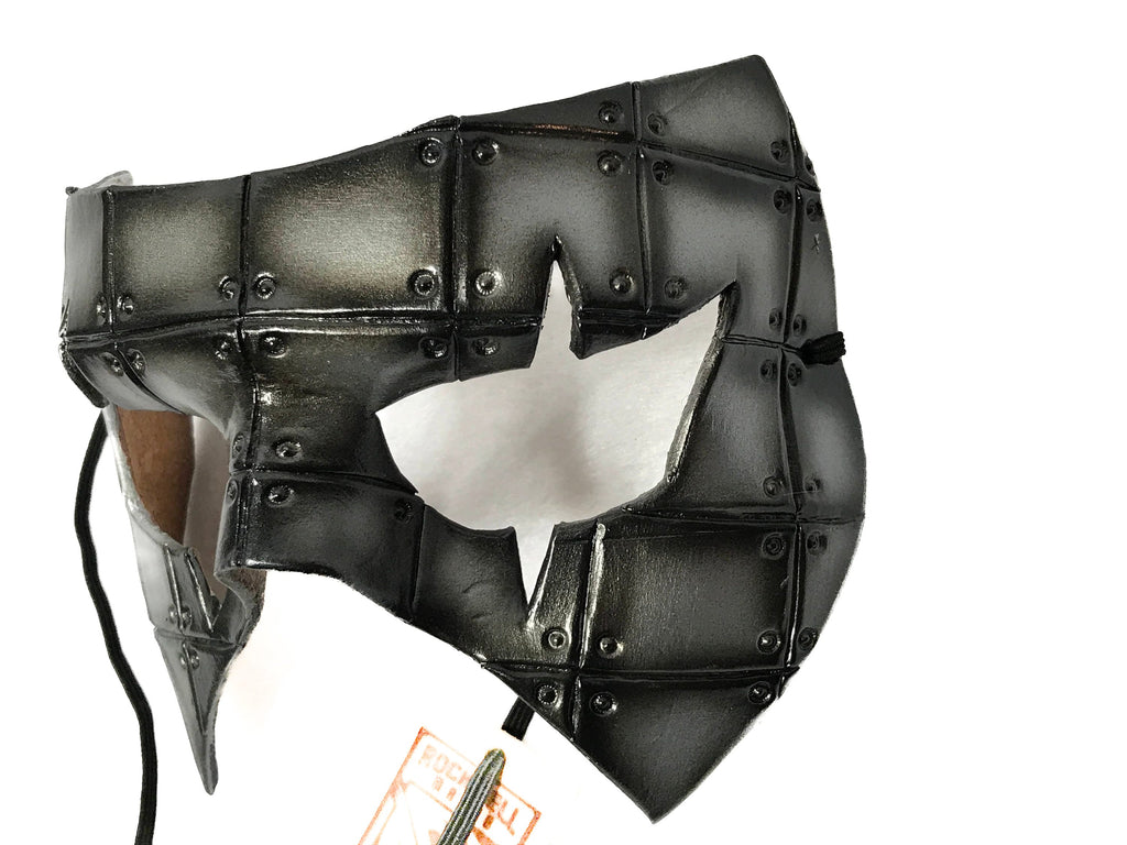 Silver Handmade Genuine Leather Mask in Rusted Steel Pattern