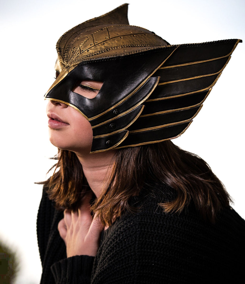 Winged Helmet Genuine Leather Mask