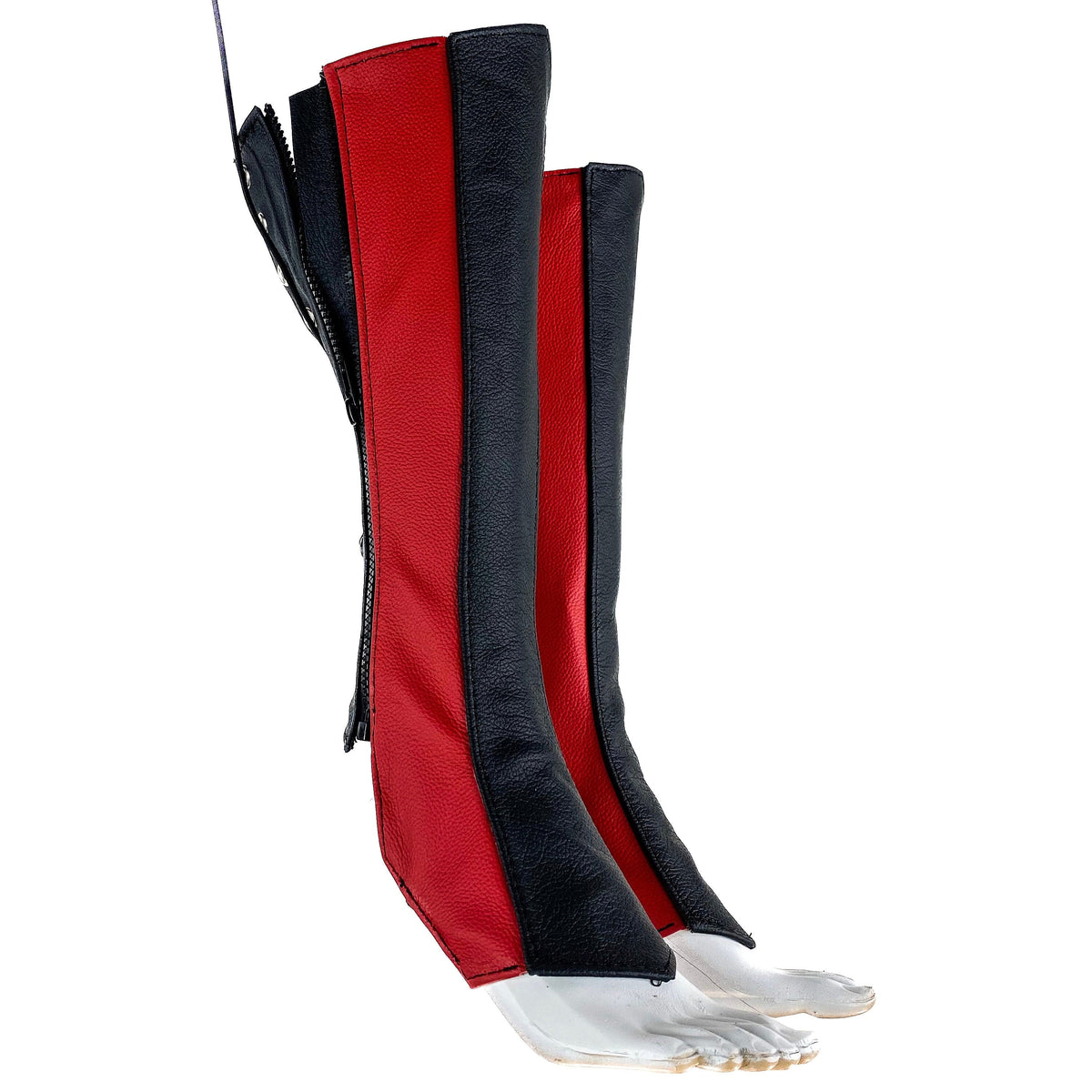 Genuine All Leather Kick Guards - Trapeze Boots - Zipper and Lace Closure - Aerial Boots/Gaiters - for Acrobatics, Costume, Wrestling