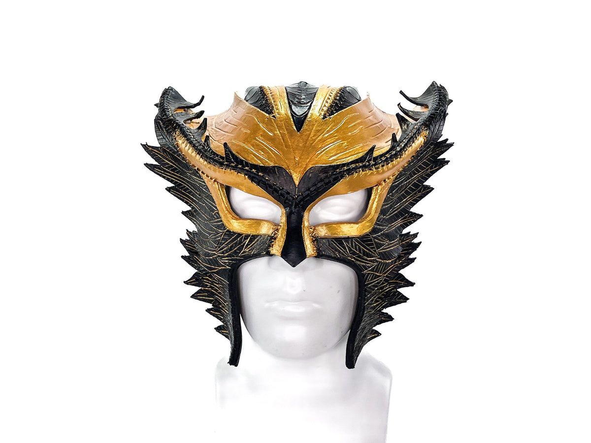 Winged Helmet Genuine Leather Mask