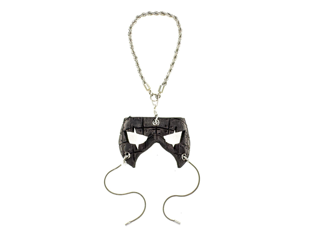 Grid Leather Mini Mask – Handcrafted Charm for Rearview Mirrors, Handbags, Lanyards, Party Favors & More