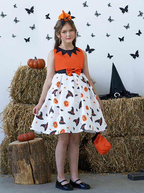 Girls' Halloween Witch Costume Party Dress - Multiple Patterns