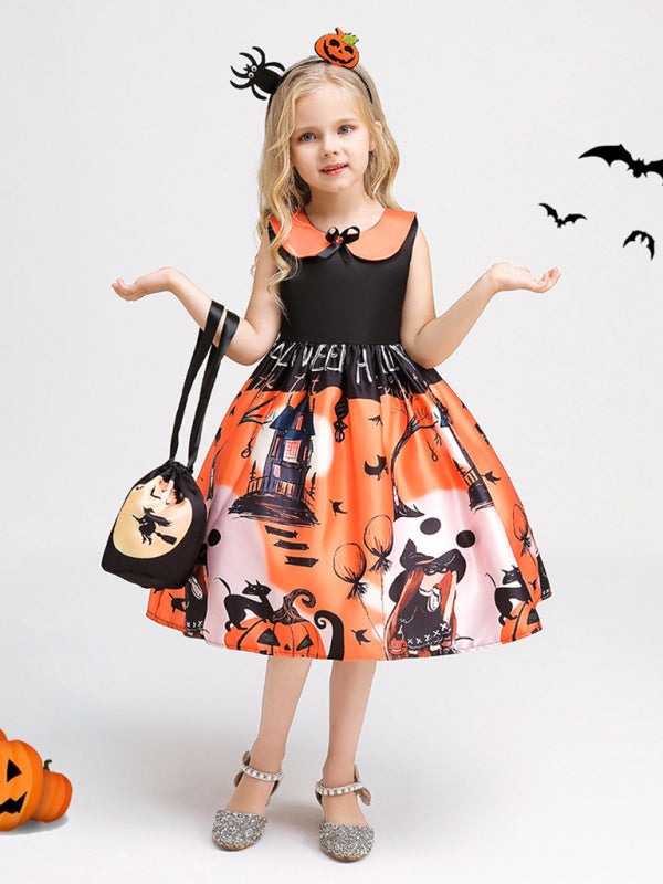 Girls' Halloween Witch Costume Party Dress - Multiple Patterns