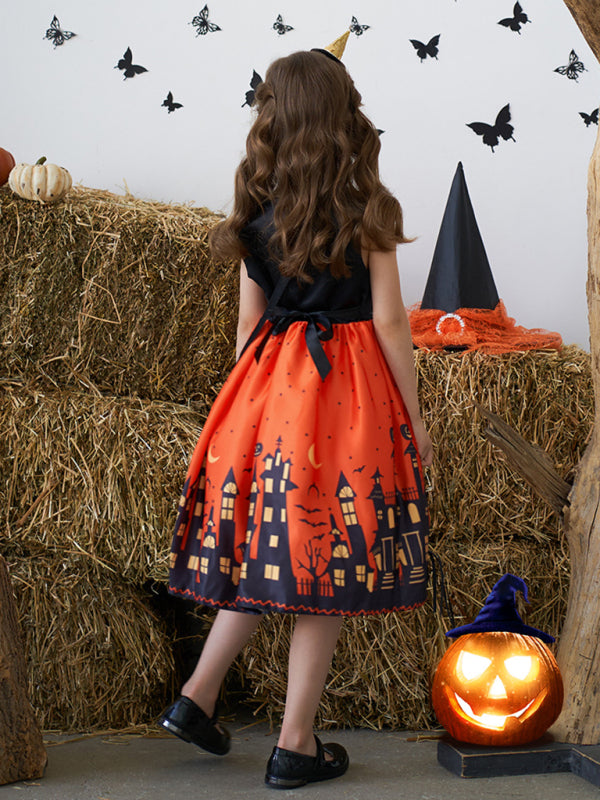 Girls' Halloween Witch Costume Party Dress - Multiple Patterns