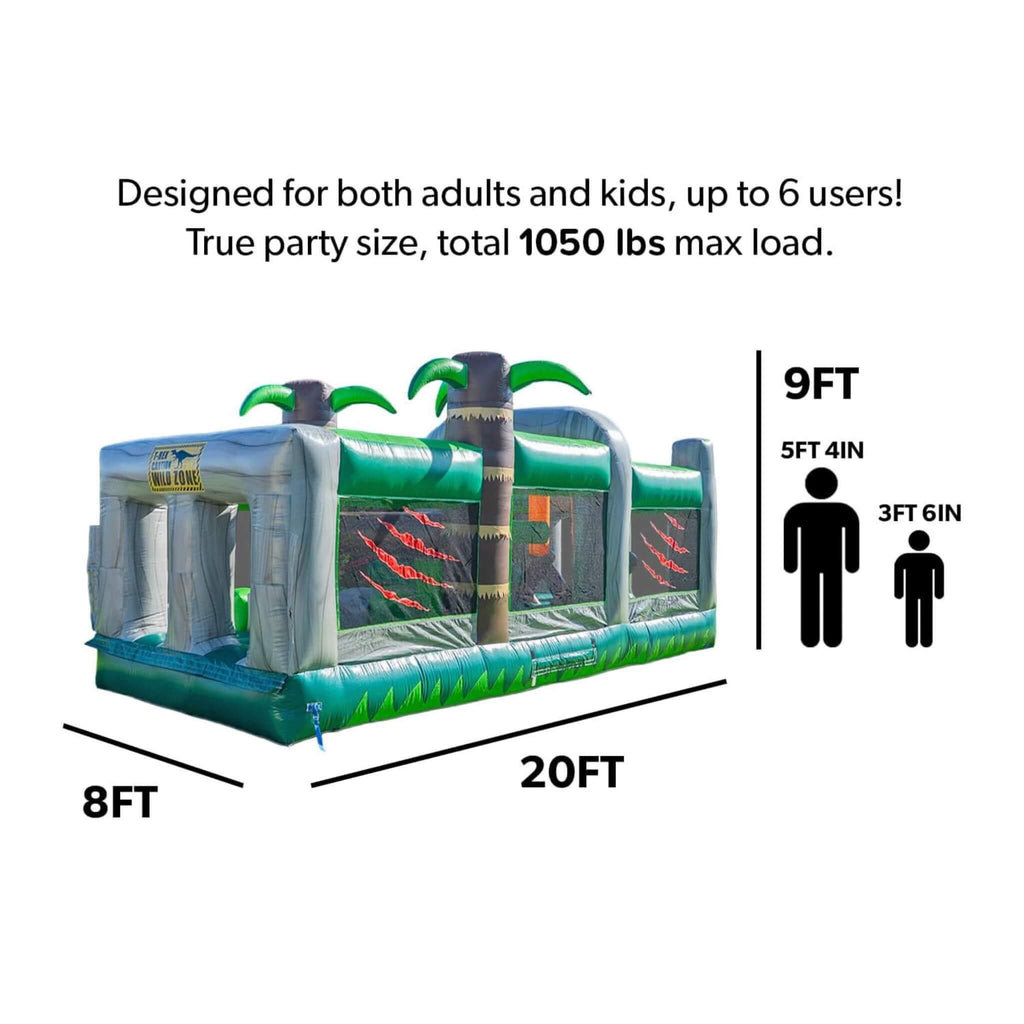 Pista de obstáculos inflable de dinosaurio de 20 pies con soplador (SAK90817)
