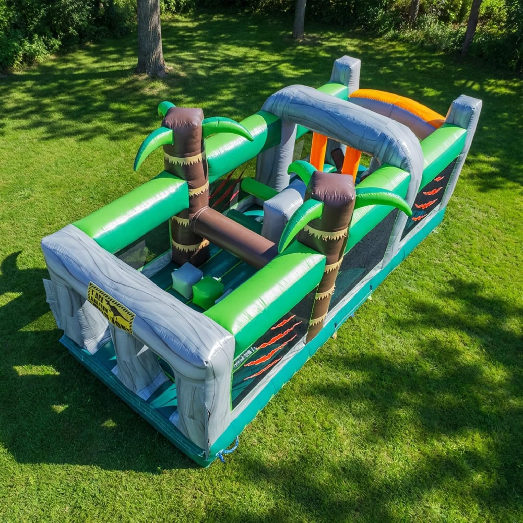 Pista de obstáculos inflable de dinosaurio de 20 pies con soplador (SAK90817)