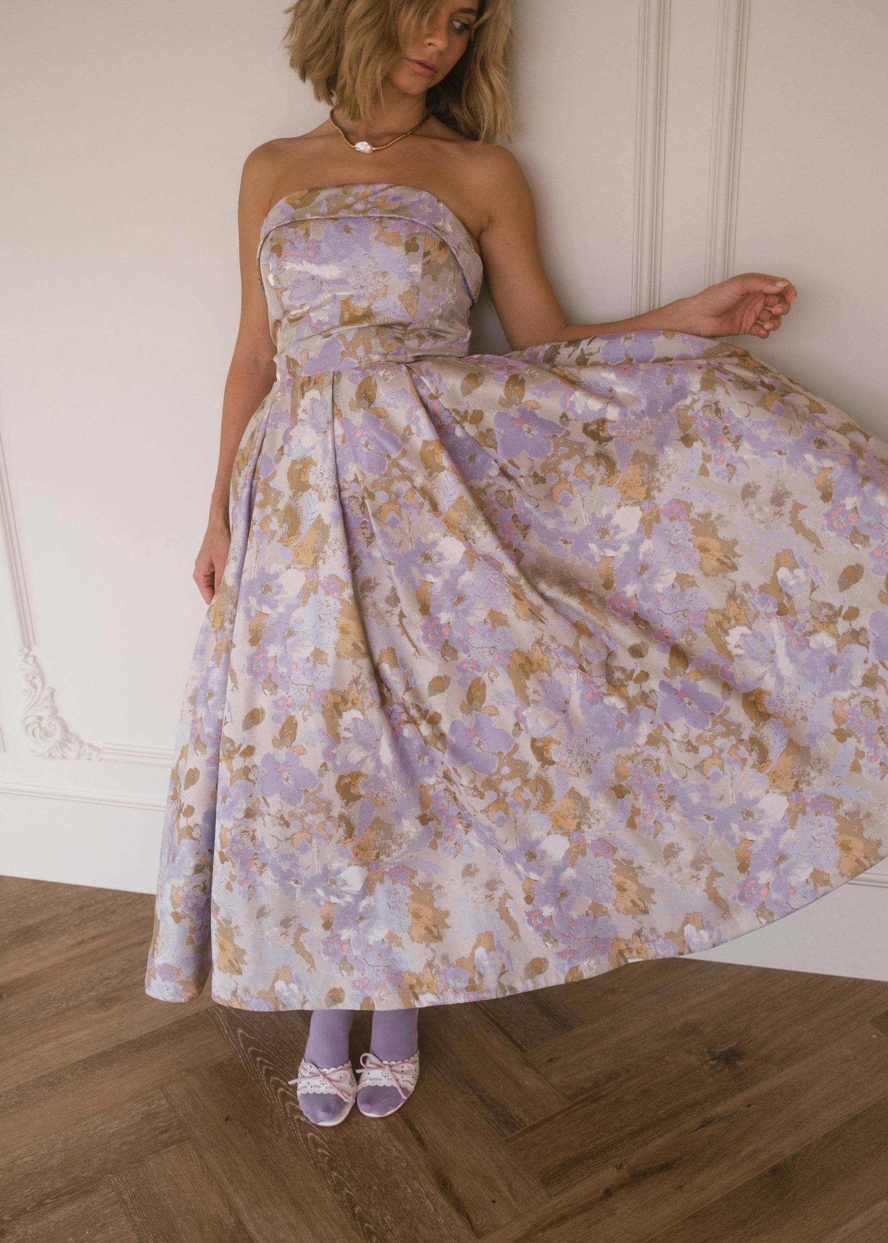 Vestido Jacquard sin Tirantes Anastelle