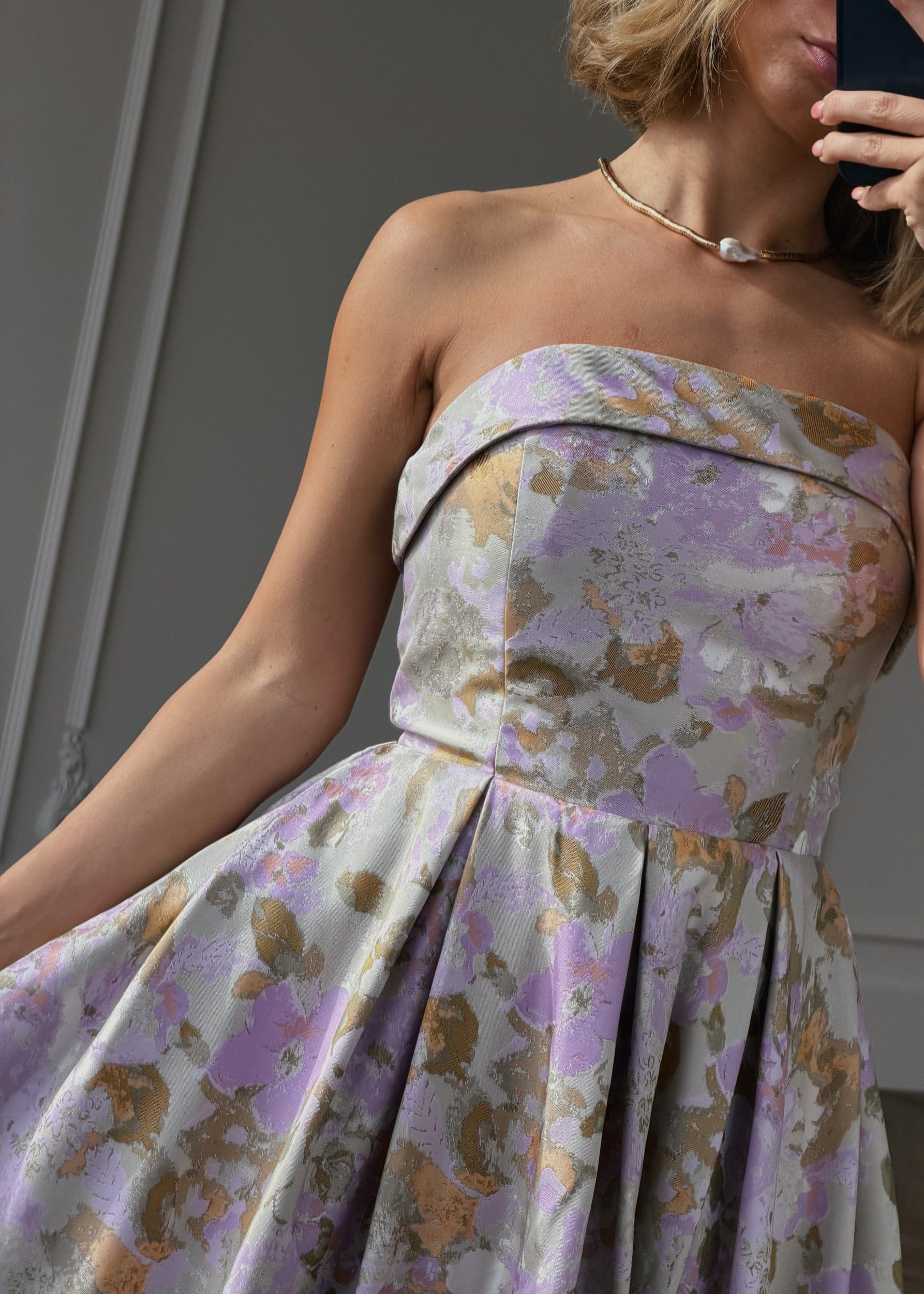 Vestido Jacquard sin Tirantes Anastelle