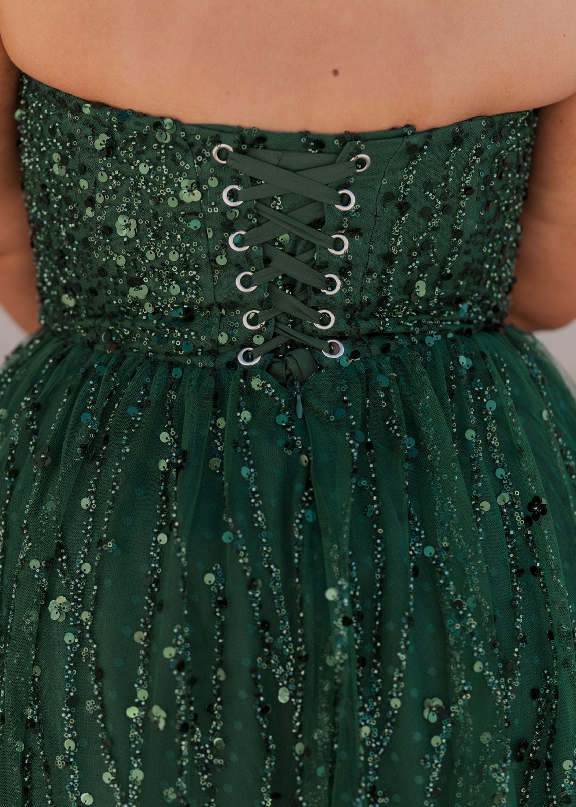 Vestido midi con corsé de lentejuelas sin tirantes Elphie - Verde