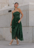 Vestido midi con corsé de lentejuelas sin tirantes Elphie - Verde