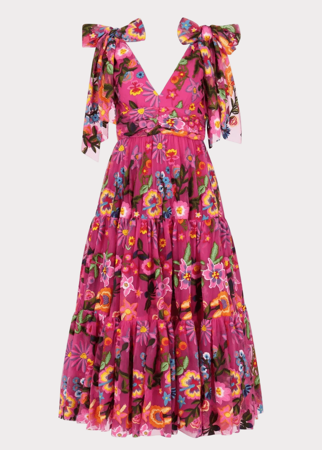 Vestido midi sin mangas con corte imperio y estampado de hibisco