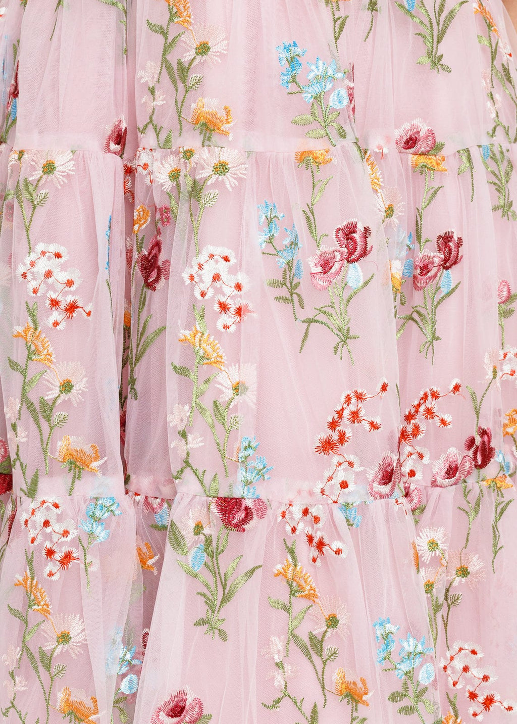Vestido midi con bordado floral Margaret rosa