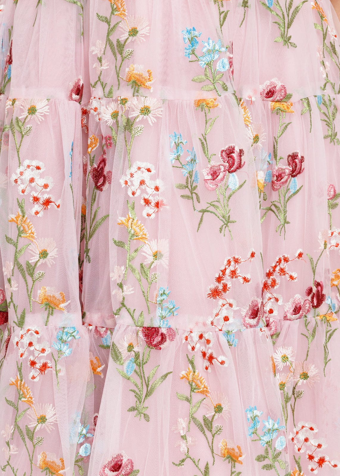 Vestido midi con bordado floral Margaret rosa
