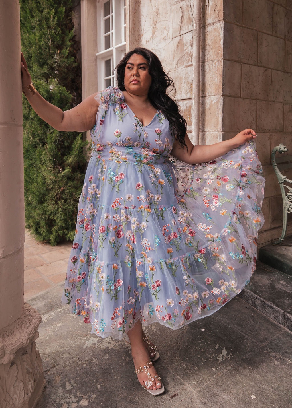 Vestido midi floral Margaret azul