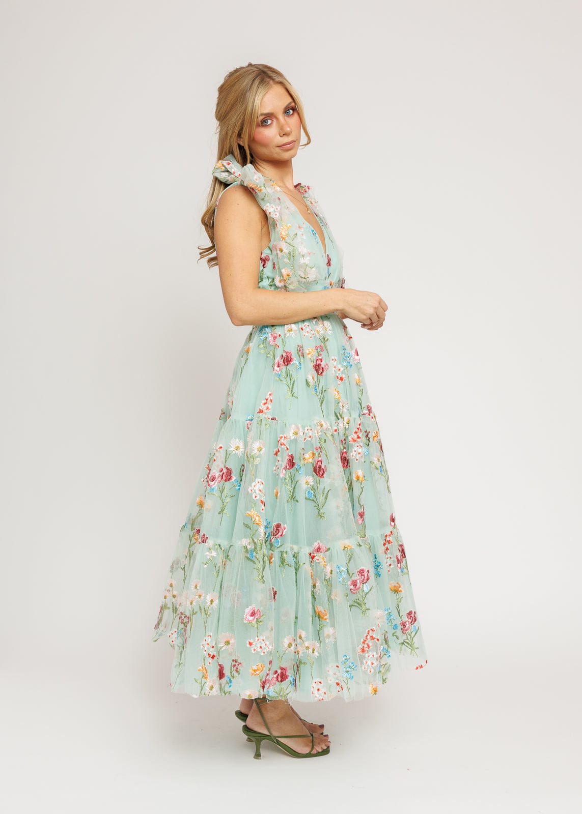 Vestido midi floral Margaret verde