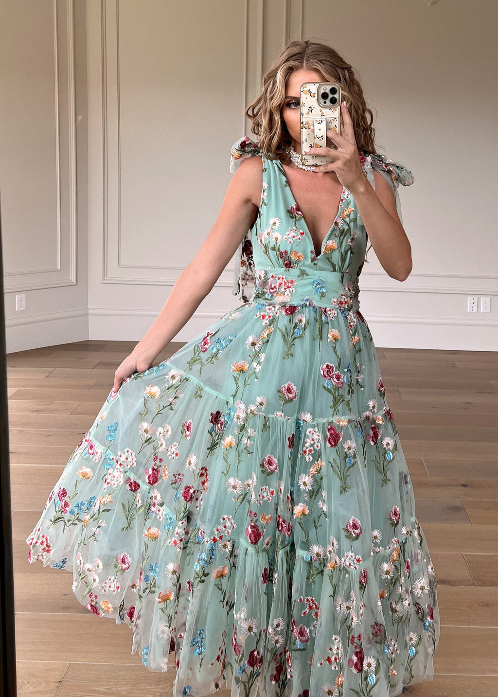Vestido midi floral Margaret verde