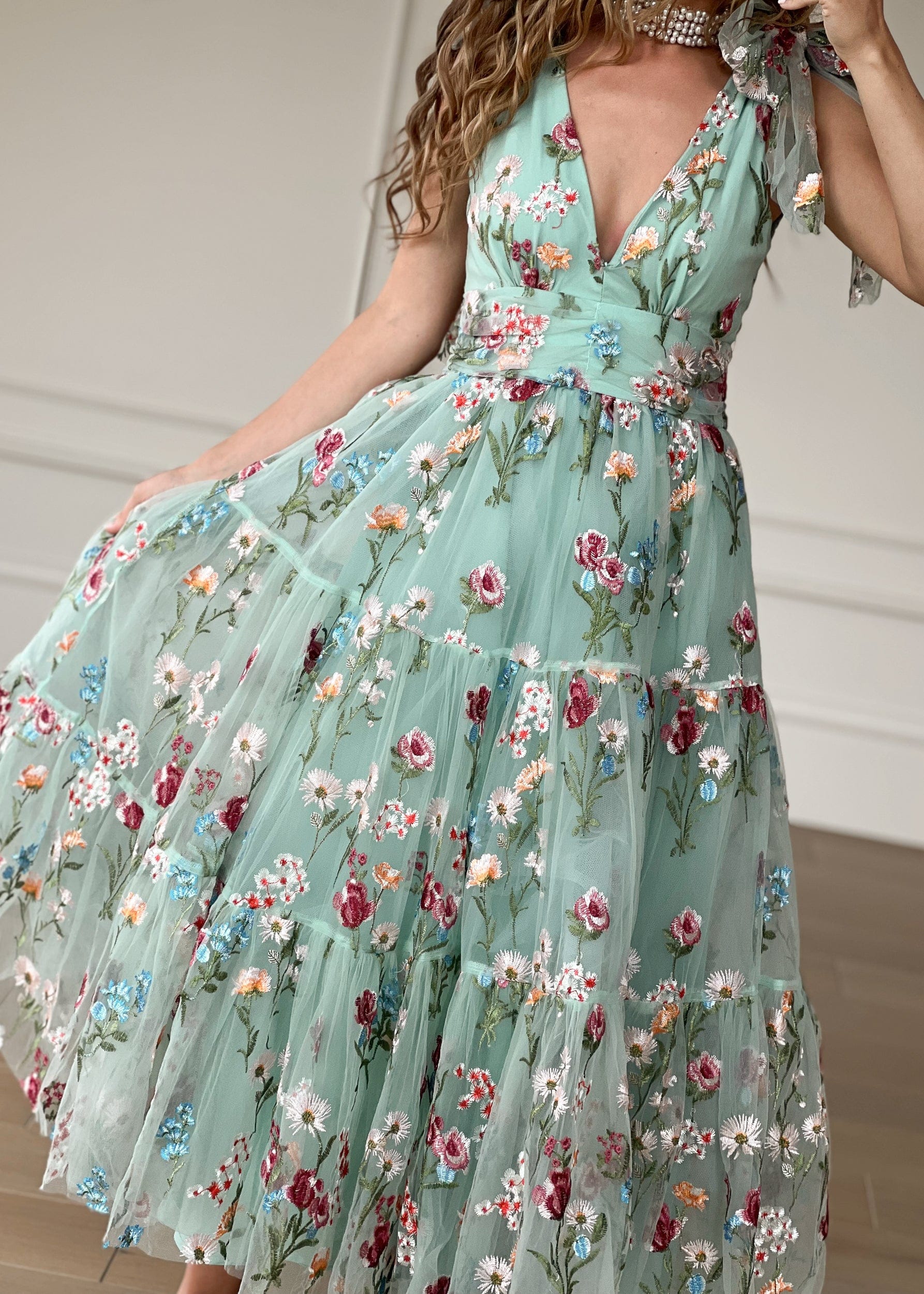 Vestido midi floral Margaret verde
