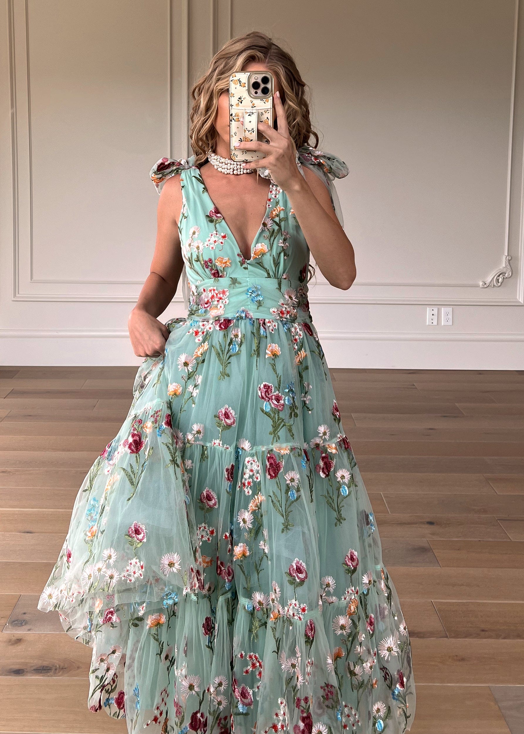 Vestido midi floral Margaret verde