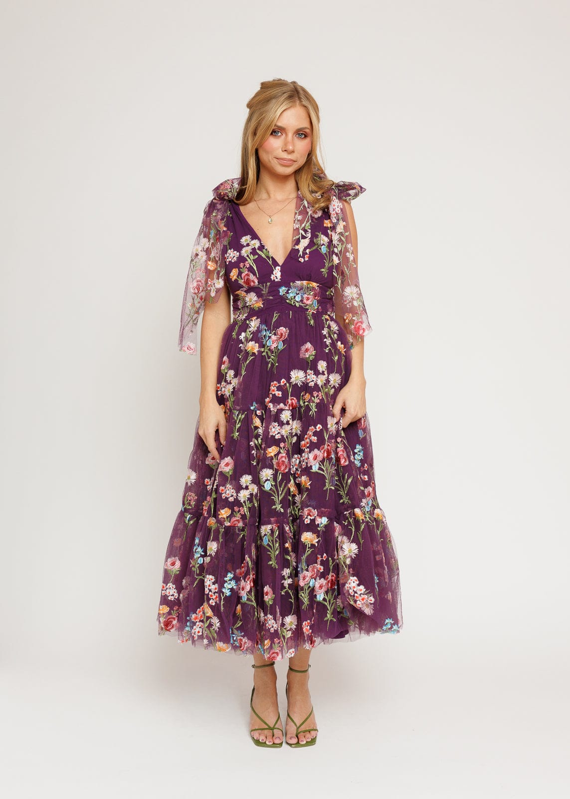 Vestido midi floral Margaret morado