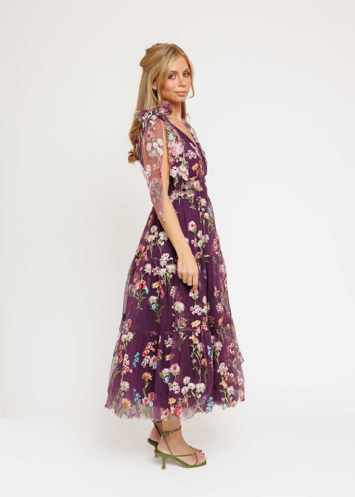 Vestido midi floral Margaret morado