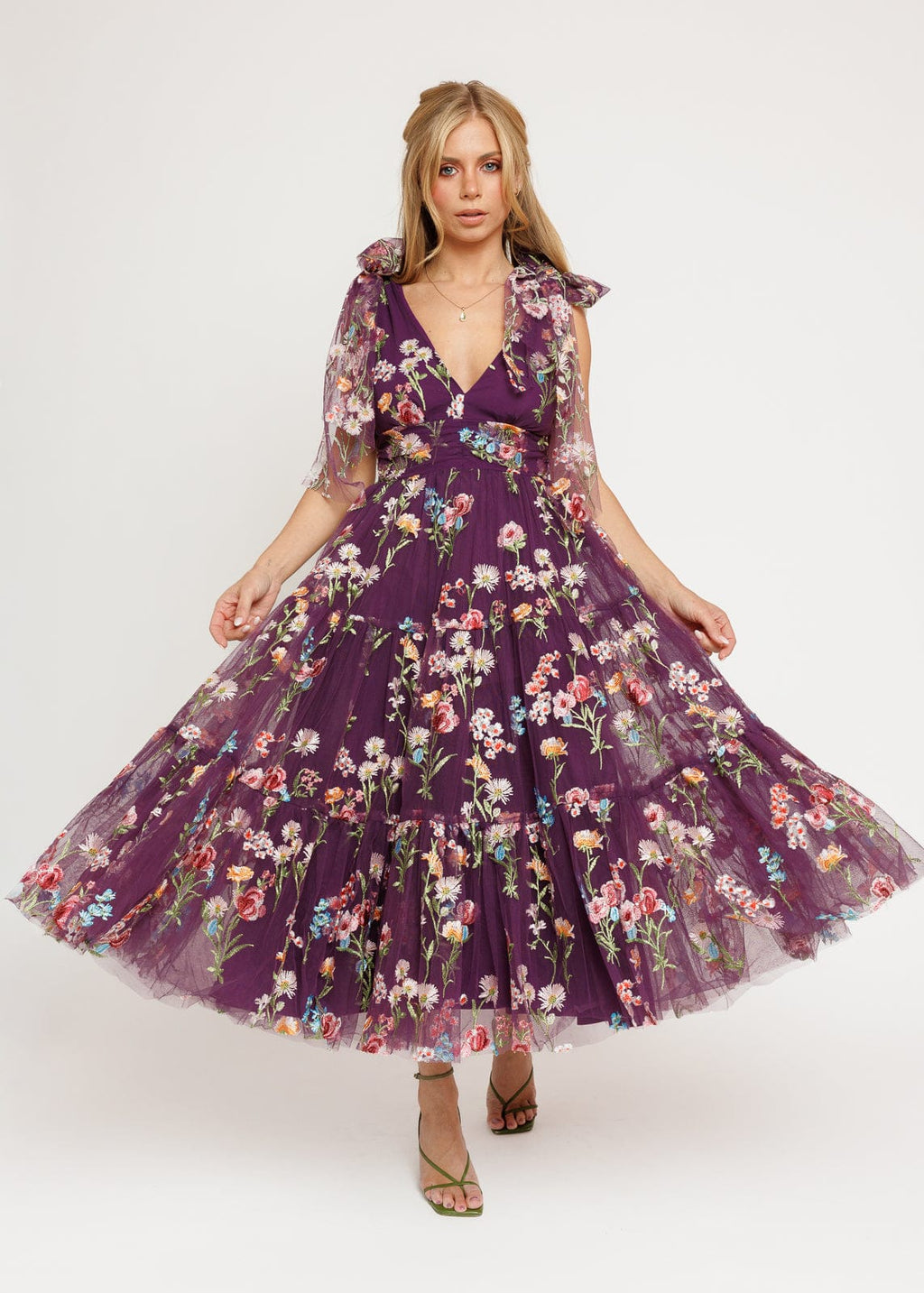 Vestido midi floral Margaret morado