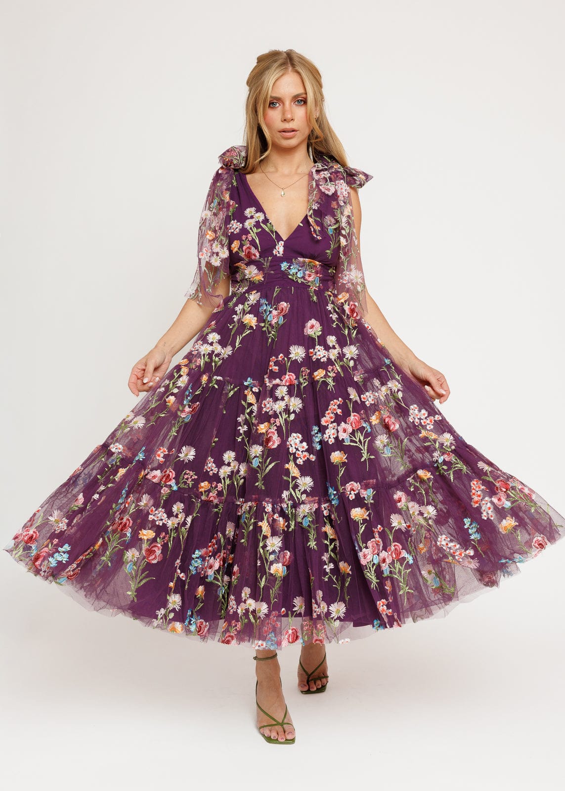 Vestido midi floral Margaret morado