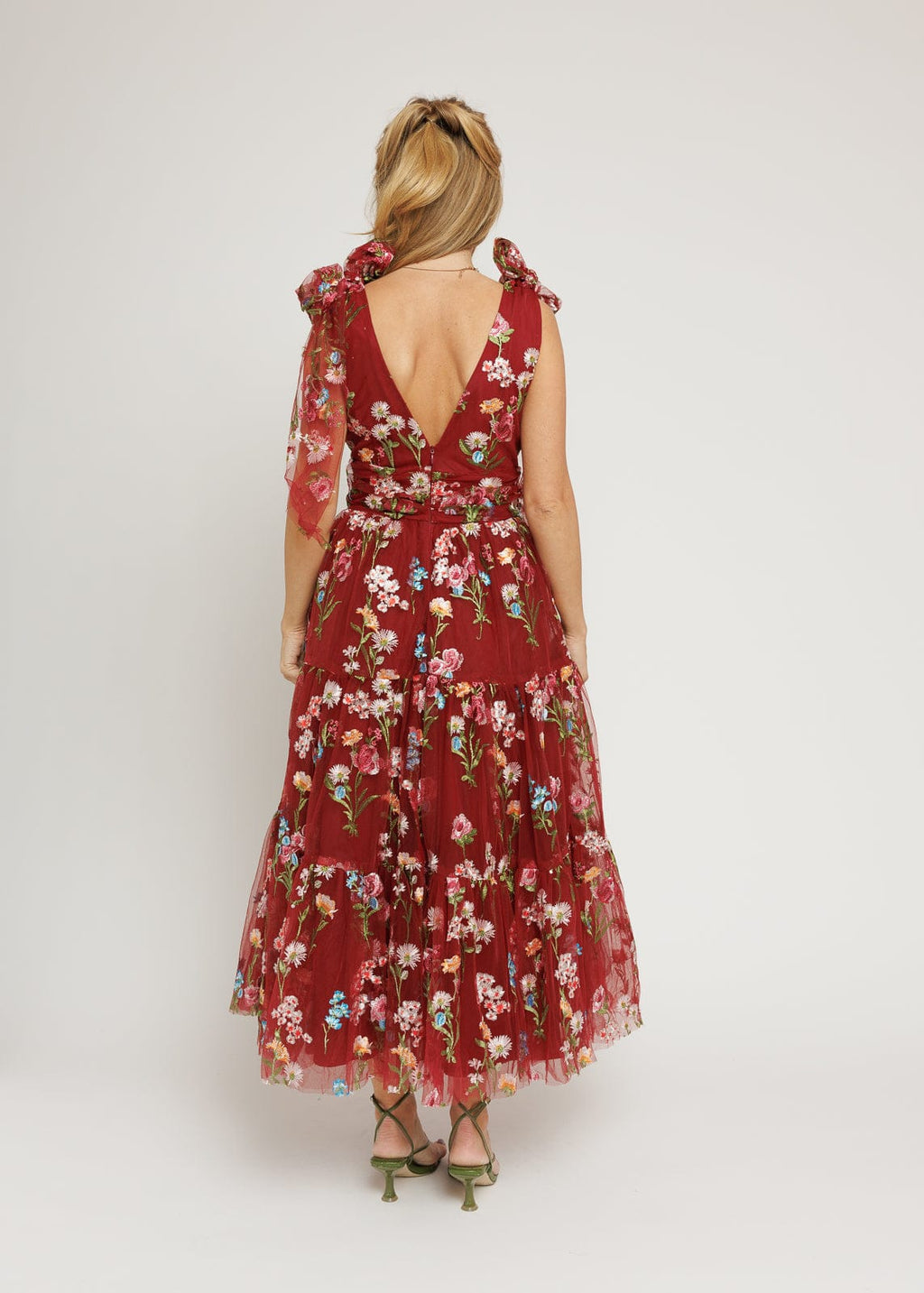 Vestido Midi Floral Margaret Rojo