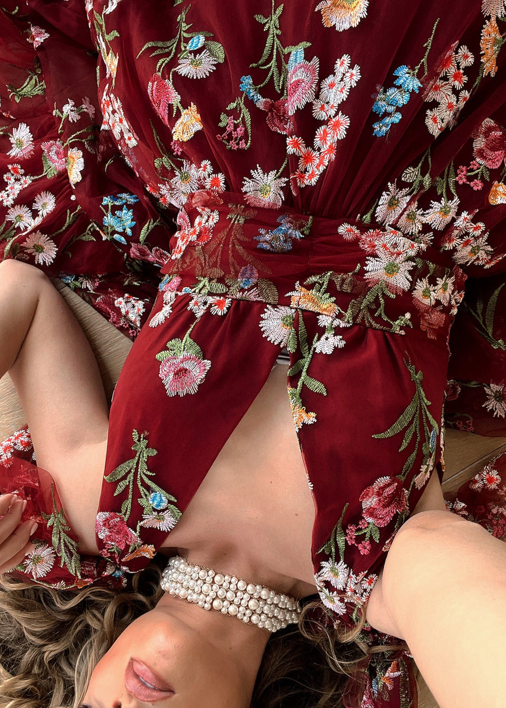 Vestido Midi Floral Margaret Rojo