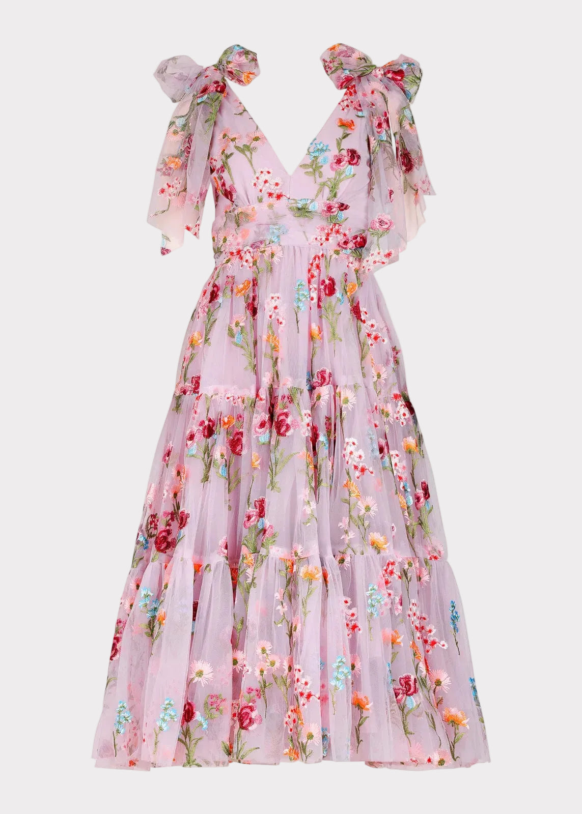 Vestido midi con bordado floral Margaret rosa