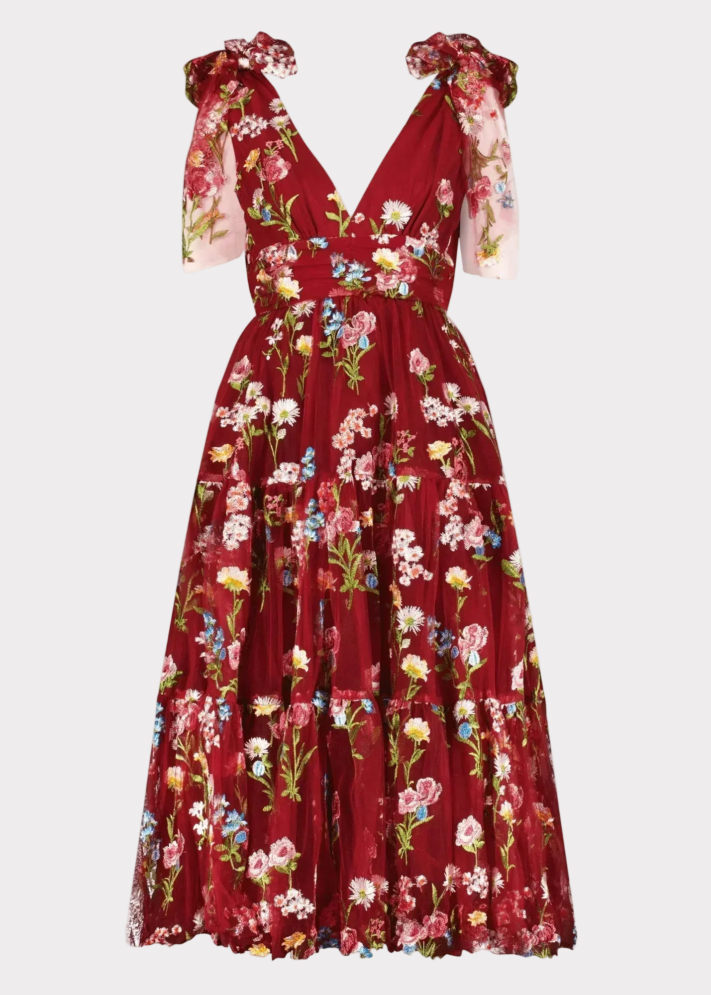 Vestido Midi Floral Margaret Rojo