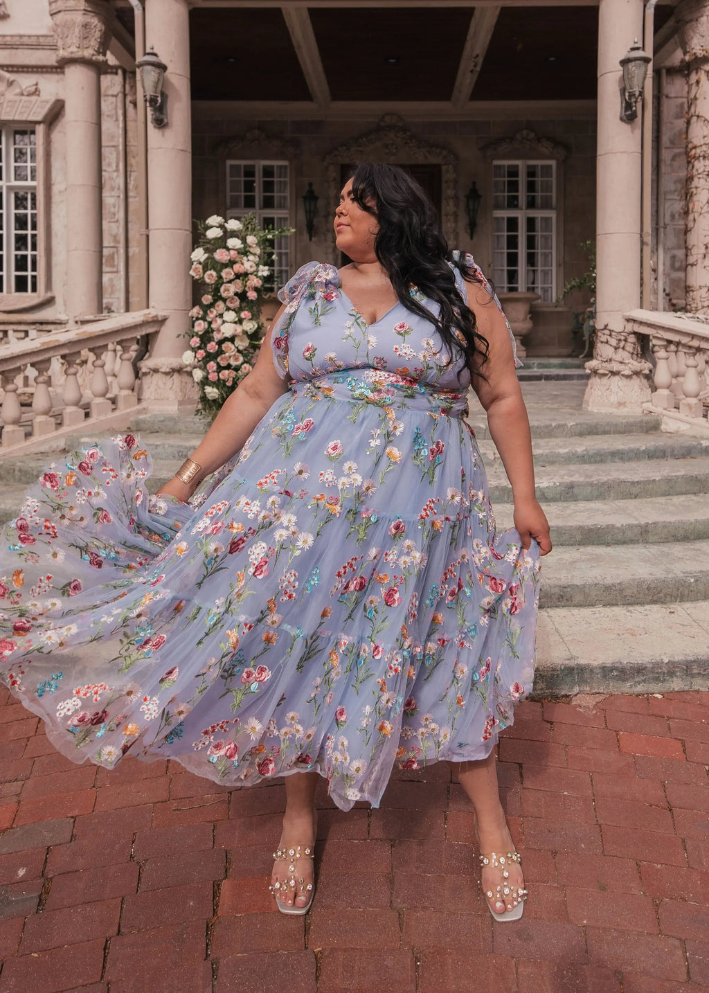 Vestido midi floral Margaret azul
