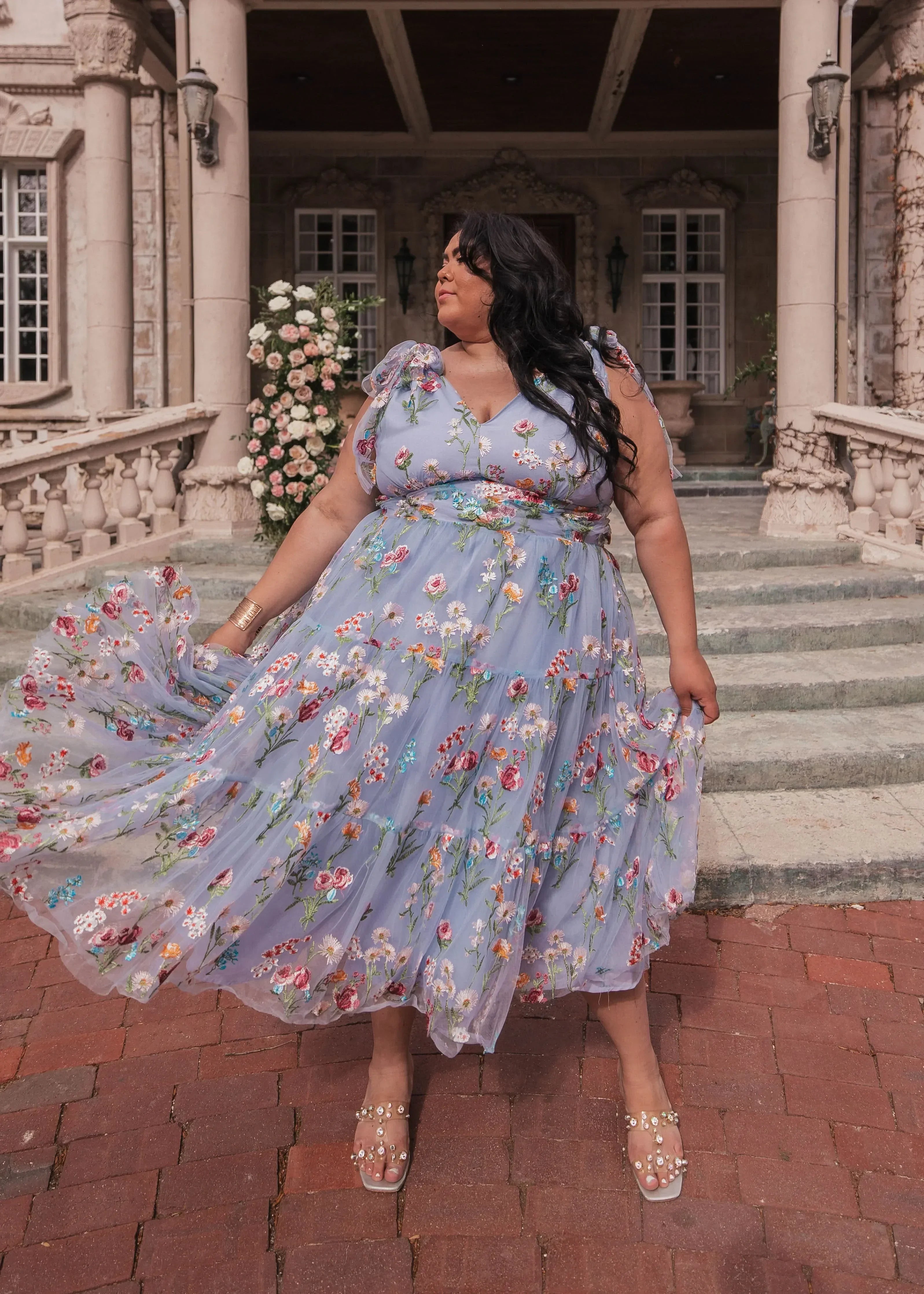 Vestido midi floral Margaret azul
