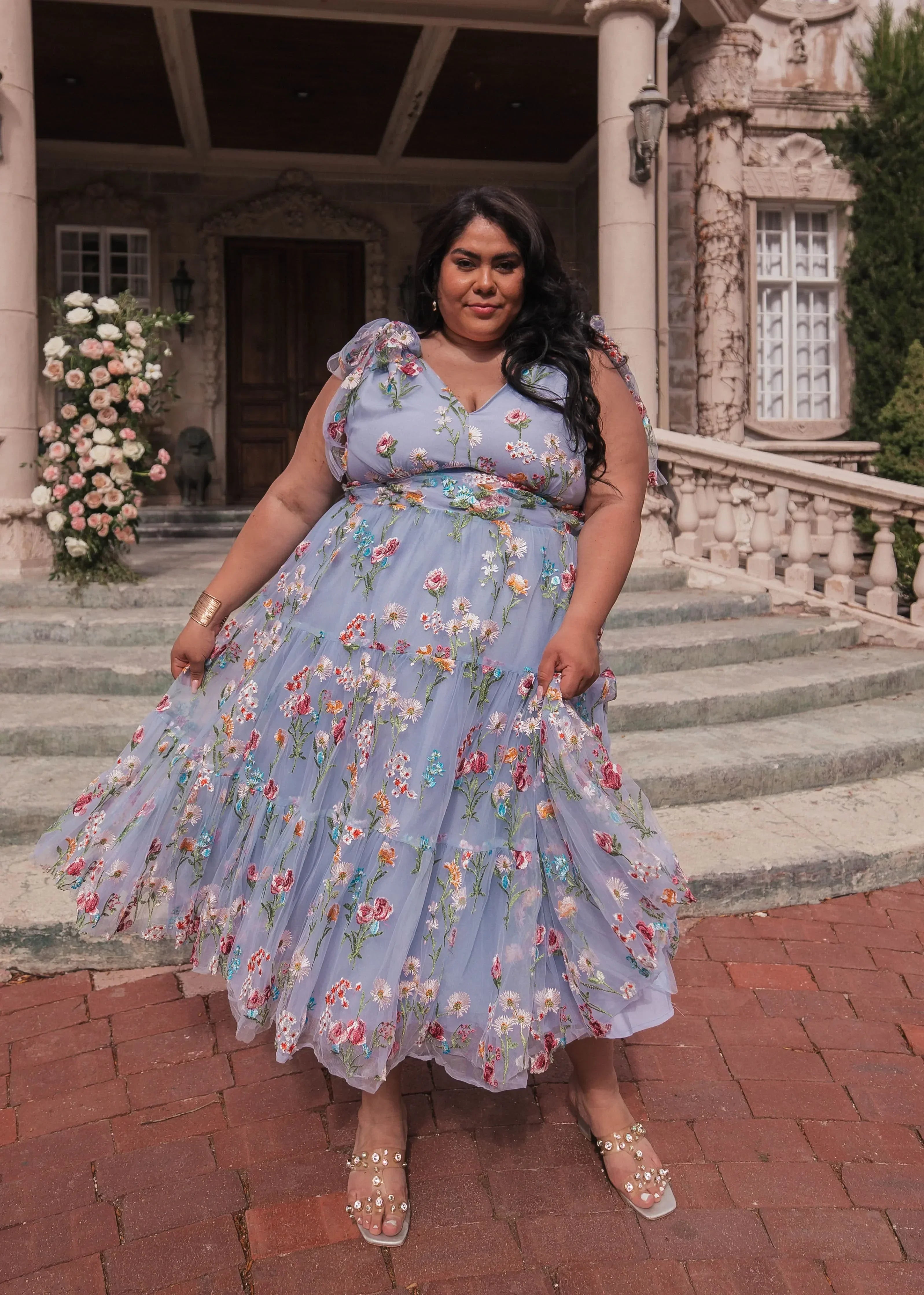 Vestido midi floral Margaret azul