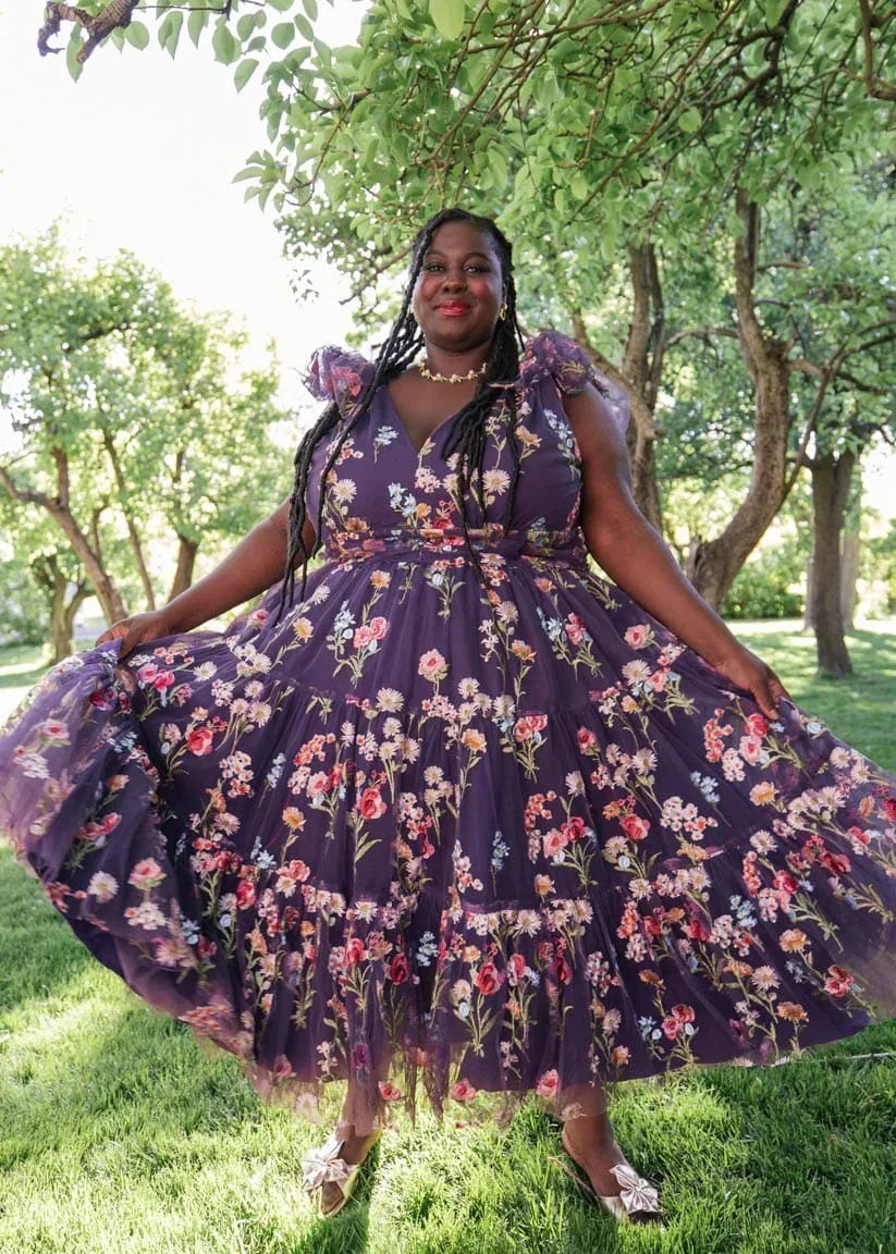 Vestido midi floral Margaret morado