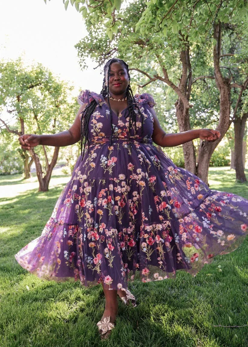 Vestido midi floral Margaret morado
