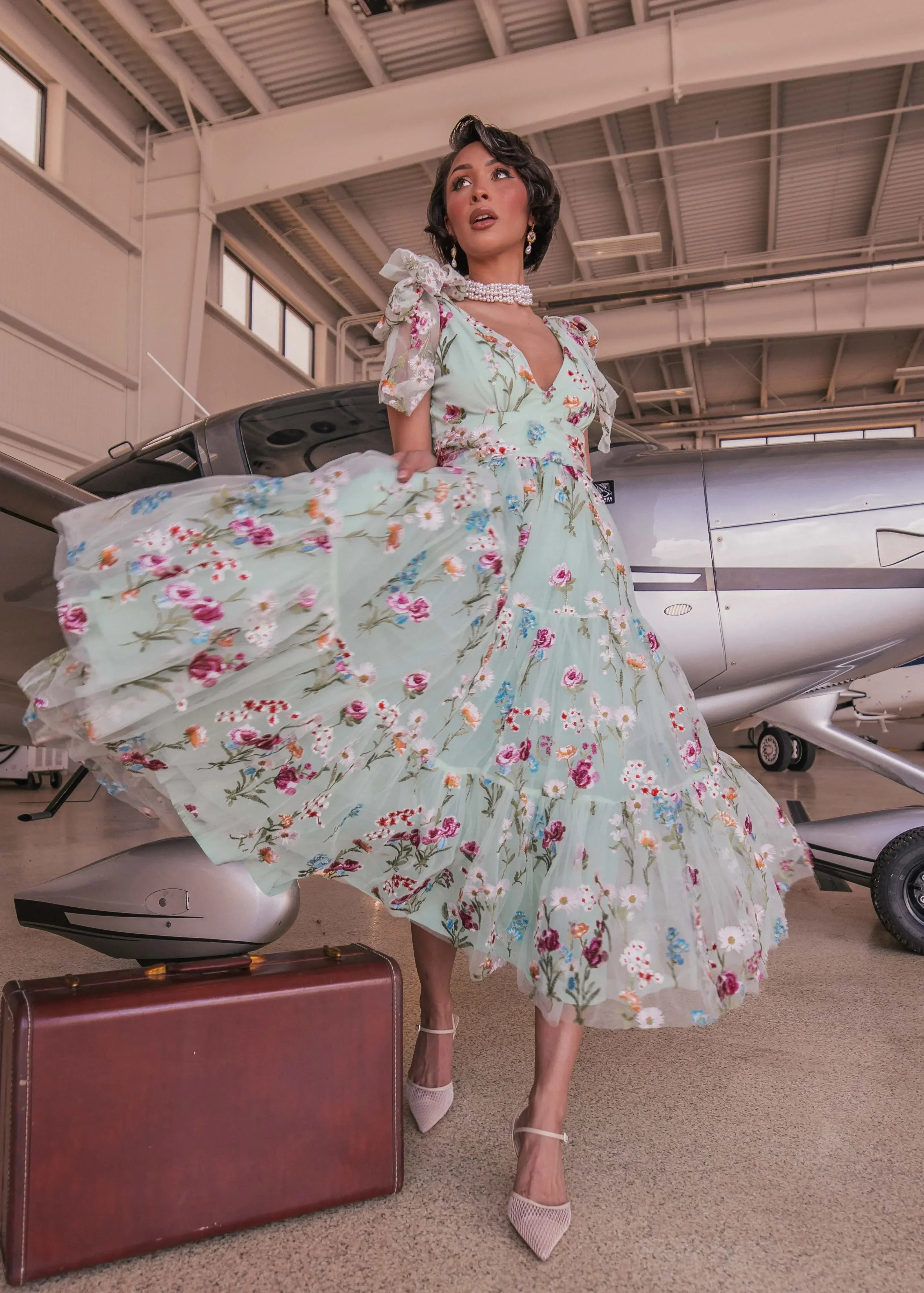 Vestido midi floral Margaret verde