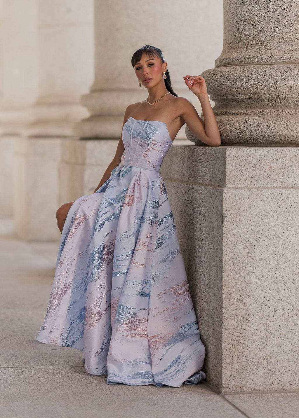 Vestido metálico Nessa - Azul