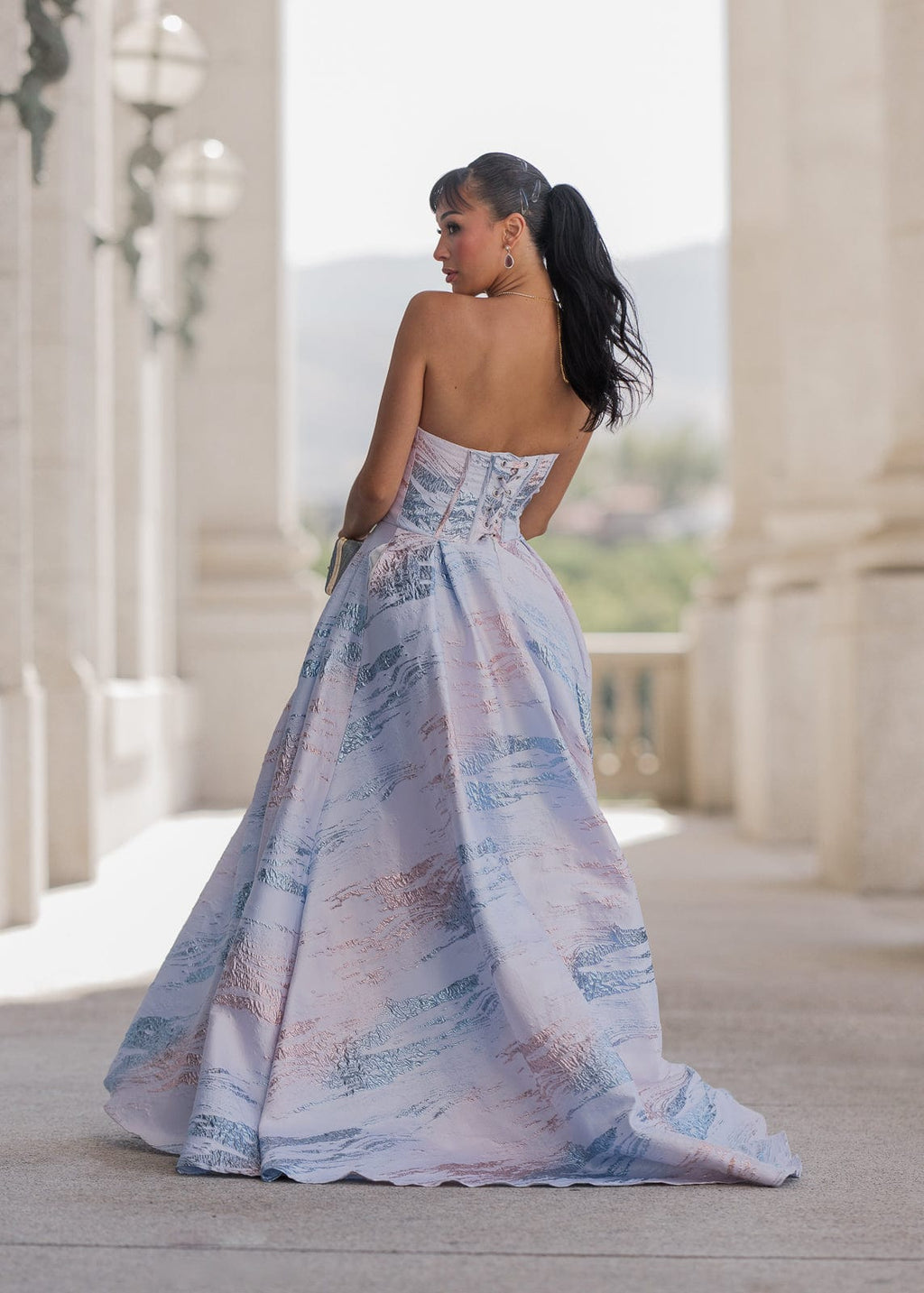 Vestido metálico Nessa - Azul