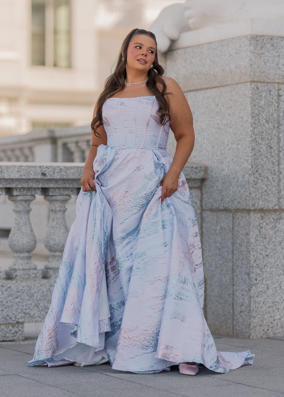 Vestido metálico Nessa - Azul